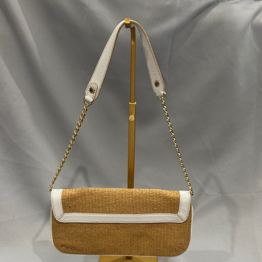 Michael Kors Tan and White Clutch with Gold Chain - Resort Style - Picture 3 of 6